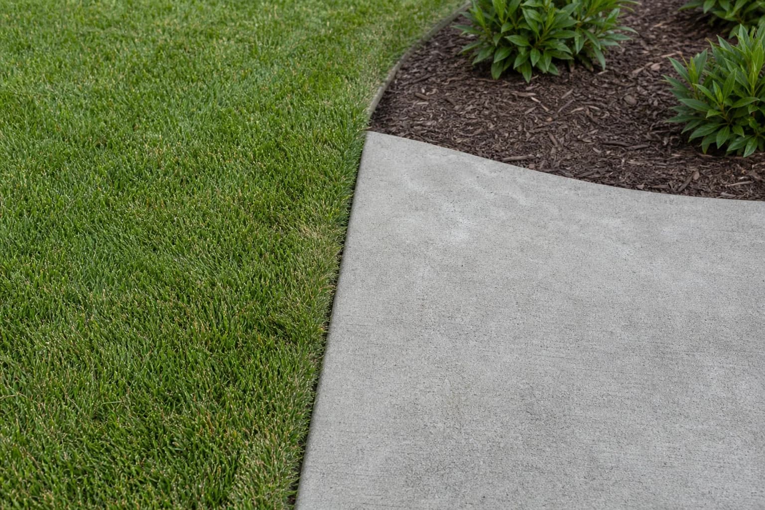 Clean lawn edge and maintained bed after service visit.